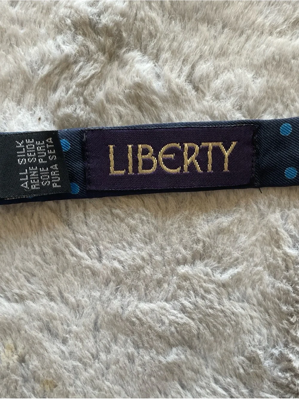 liberty Navy Blue Self-Tie Bow Tie with Light Blue Polka Dots
